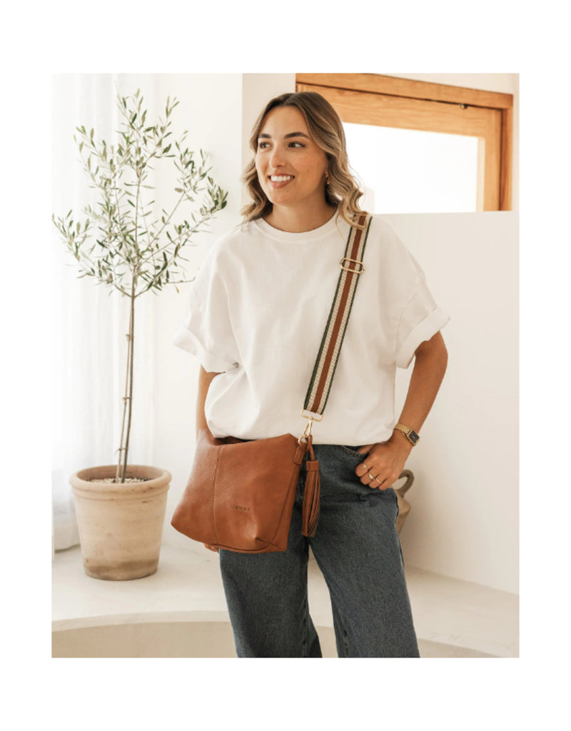 Louenhide - Daisy Stripe Crossbody Tan
