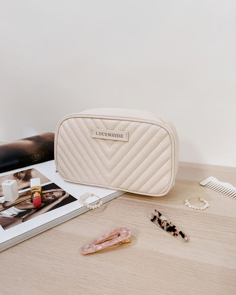 Louenhide - Lacey Quilted Makeup Bag Vanilla